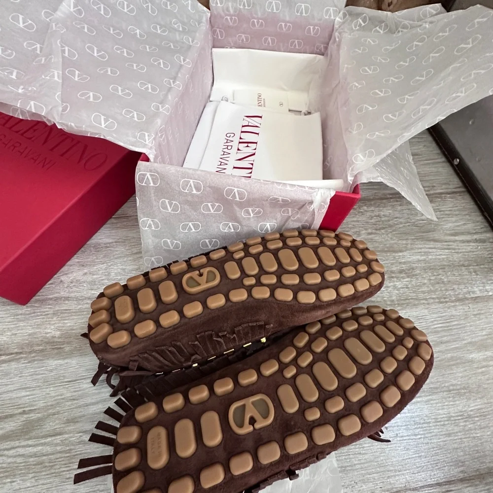 Valentino Women's Brown Suede Driver Loafers in EU Size 40 - Picture 13 of 15